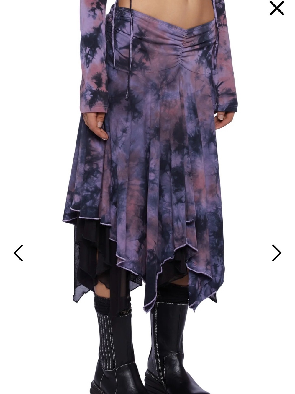 Dolls Kill Current Mood Tie-Dye Handkerchief Hem Skirt - Pink & Black - Picture 8 of 8